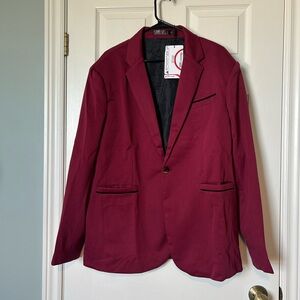 🔥🆕🔥 SPEEDRUN GEEK LIGHTING Men's Burgundy One-Button Blazer